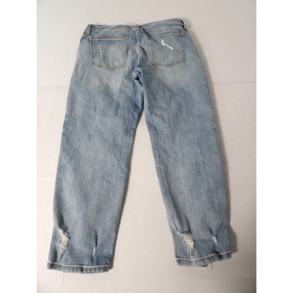 Willow + Root Jeans Midrise Girlfirend Sz 32 Distressed Cropped Blue Denim Stret - Picture 15 of 15
